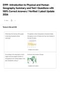 D199 -Introduction to Physical and Human&NewLine;Geography Summary and Test &vert; Questions with&NewLine;100&percnt; Correct Answers &vert; Verified &vert; Latest Update&NewLine;2026
