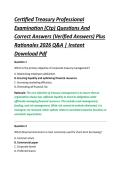 Certified Treasury Professional &NewLine;Examination &lpar;Ctp&rpar; Questions And &NewLine;Correct Answers &lpar;Verified Answers&rpar; Plus &NewLine;Rationales 2026 Q&A &vert; Instant &NewLine;Download Pdf 