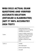 WGU D522 &vert; ACTUAL EXAM &vert; QUESTIONS AND VERIFIED ACCURATE SOLUTION &vert; &lpar;DETAILED & ELABORATED&rpar; &vert;GET IT 100&percnt; ACCURATE&excl;&excl; 2026 TEST&excl;&excl;