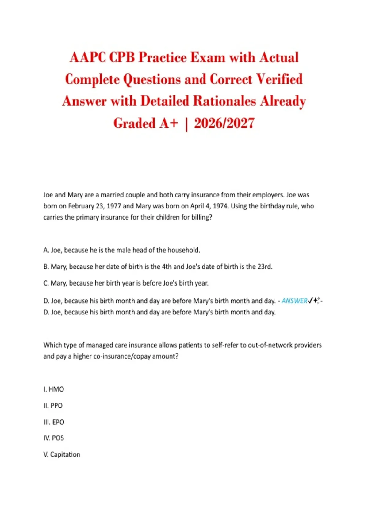 AAPC CPB Exam Prep Bundle 2026/2027 | Final Exam Study Guide + Practice ...