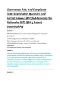 Governance&comma; Risk&comma; And Compliance &NewLine;&lpar;GRC&rpar; Examination Questions And &NewLine;Correct Answers &lpar;Verified Answers&rpar; Plus &NewLine;Rationales 2026 Q&A &vert; Instant &NewLine;Download Pdf 