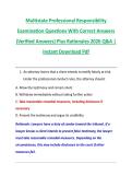Multistate Professional Responsibility &NewLine;Examination Questions With Correct Answers &NewLine;&lpar;Verified Answers&rpar; Plus Rationales 2026 Q&A &vert; &NewLine;Instant Download Pdf 
