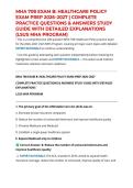 MHA 708 EXAM B&colon; HEALTHCARE POLICY EXAM PREP 2026&ndash;2027 &vert; COMPLETE PRACTICE QUESTIONS & ANSWERS STUDY GUIDE WITH DETAILED EXPLANATIONS &lpar;LSUS MHA PROGRAM&rpar;