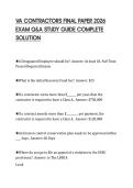 VA CONTRACTORS FINAL PAPER 2026&NewLine;EXAM Q&A STUDY GUIDE COMPLETE&NewLine;SOLUTION&NewLine;