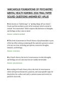 VARCAROLIS FOUNDATIONS OF PSYCHIATRIC&NewLine;MENTAL HEALTH NURSING 2026 FINAL PAPER&NewLine;SOLVED QUESTIONS ANSWER KEY APLUS