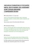 VARCAROLIS FOUNDATIONS OF PSYCHIATRIC&NewLine;MENTAL HEALTH NURSING 2026 ASSESSMENT&NewLine;SCRIPT DETAILED RESPONSES&NewLine;COMPREHENSIVE REVIEW