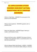 CA APPLICATORS STUDY &NewLine;COURSE 2026&sol;2027 ACTUAL &NewLine;QUESTIONS WITH VERIFIED &NewLine;ANSWERS&period; 