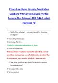 Private Investigator Licensing Examination &NewLine;Questions With Correct Answers &lpar;Verified &NewLine;Answers&rpar; Plus Rationales 2026 Q&A &vert; Instant &NewLine;Download Pdf 