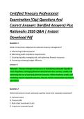 Certified Treasury Professional &NewLine;Examination &lpar;Ctp&rpar; Questions And &NewLine;Correct Answers &lpar;Verified Answers&rpar; Plus &NewLine;Rationales 2026 Q&A &vert; Instant &NewLine;Download Pdf