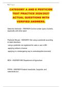 CATEGORY A AND E PESTICIDE &NewLine;TEST PRACTICE 2026&sol;2027 &NewLine;ACTUAL QUESTIONS WITH &NewLine;VERIFIED ANSWERS&period;