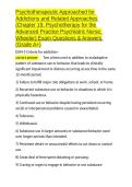 Psychotherapeutic Approached for Addictions and Related Approaches &lpar;Chapter 19&comma; Psychotherapy for the Advanced Practice Psychiatric Nurse&comma; Wheeler&rpar; Exam Questions & Answers &lpar;Grade A&plus;&rpar;&period;docx&NewLine;&NewLine;