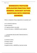 MINNESOTA PESTICIDE &NewLine;APPLICATOR PRACTICE TEST &NewLine;GENERAL 2026&sol;2027 ACTUAL &NewLine;QUESTIONS WITH VERIFIED &NewLine;ANSWERS&period; 