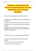 NATIONAL HOME INSPECTOR &NewLine;PRACTICE EXAM 2026&sol;2027 ACTUAL &NewLine;QUESTIONS WITH VERIFIED &NewLine;ANSWERS&period;