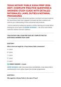 TEXAS NOTARY PUBLIC EXAM PREP 2026&ndash;2027 &vert; COMPLETE PRACTICE QUESTIONS & ANSWERS STUDY GUIDE WITH DETAILED RATIONALES&comma; LAWS&comma; DUTIES & NOTARIAL PROCEDURES