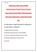 OKLAHOMA HOME CARE ADMINISTRATOR &lpar;OHCAPA&rpar; EXAM 2026 &ndash; 200&plus; PRACTICE QUESTIONS & ANSWERS WITH RATIONALES