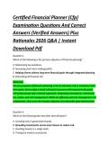 Certified Financial Planner &lpar;Cfp&rpar; &NewLine;Examination Questions And Correct &NewLine;Answers &lpar;Verified Answers&rpar; Plus &NewLine;Rationales 2026 Q&A &vert; Instant &NewLine;Download Pdf 