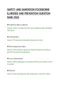 SAFETY AND SANITATION FOODBORNE &NewLine;ILLNESSES AND PREVENTION QUESTION &NewLine;BANK 2026