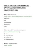 SAFETY AND SANITATION WORKPLACE &NewLine;SAFETY HAZARD IDENTIFICATION &NewLine;PRACTICE TEST 2026