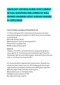 ONCOLOGY CERTIFIED NURSE WITH CORRECT &NewLine;ACTUAL QUESTIONS AND CORRECTLY WELL &NewLine;DEFINED ANSWERS LATEST ALREADY GRADED &NewLine;A&plus; &lpar;2025&sol;2026&rpar;
