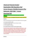Chartered Financial Analyst &NewLine;Examination &lpar;Cfa&rpar; Questions And &NewLine;Correct Answers &lpar;Verified Answers&rpar; Plus &NewLine;Rationales 2026 Q&A &vert; Instant &NewLine;Download Pdf 