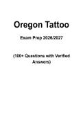 Oregon Tattoo Exam Prep Mock Exam &vert; 100&plus; Questions with Verified Answers &vert; 2026&NewLine;