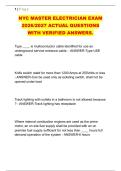 NYC MASTER ELECTRICIAN EXAM &NewLine;2026&sol;2027 ACTUAL QUESTIONS &NewLine;WITH VERIFIED ANSWERS&period; 