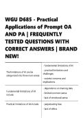 WGU D685 &vert; Practical Applications of Prompt &vert; OA AND PA  &vert;FREQUENTLY TESTED  QUESTIONS WITH ACCURATE SOLUTIONS