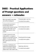 D685 - Practical Applications of Prompt questions and answers &plus; rationales