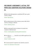 SECONDARY ASSESSMENT 2 ACTUAL TEST &NewLine;PAPER 2026 QUESTIONS SOLUTIONS GRADED &NewLine;A&plus;
