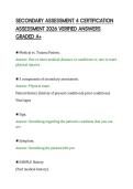 SECONDARY ASSESSMENT 4 CERTIFICATION &NewLine;ASSESSMENT 2026 VERIFIED ANSWERS &NewLine;GRADED A&plus; 