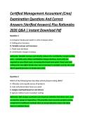 Certified Management Accountant &lpar;Cma&rpar; &NewLine;Examination Questions And Correct &NewLine;Answers &lpar;Verified Answers&rpar; Plus Rationales &NewLine;2026 Q&A &vert; Instant Download Pdf 