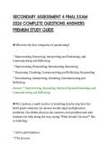 SECONDARY ASSESSMENT 4 FINAL EXAM &NewLine;2026 COMPLETE QUESTIONS ANSWERS &NewLine;PREMIUM STUDY GUIDE