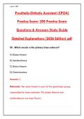  CPOA EXAM WITH 200&plus; REALISTIC PRACTICE QUESTIONS & DETAILED RATIONALES &vert; CERTIFIED PROSTHETIC-ORTHOTIC ASSISTANT TEST PREP