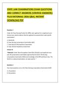 STATE LAW EXAMINATIONS EXAM QUESTIONS &NewLine;AND CORRECT ANSWERS &lpar;VERIFIED ANSWERS&rpar; &NewLine;PLUS RATIONALE 2026 Q&A&vert; INSTANT &NewLine;DOWNLOAD PDF