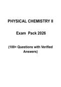 Physical Chemistry II Final Exam &vert; 100&plus; Questions with Verified Answers &vert; 2026