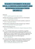 WALDEN UNIVERSITY NUR 6531&NewLine;FINAL 1 CERTIFICATION SCRIPT 2026&NewLine;QUESTIONS WITH SOLUTIONS&NewLine;GRADED A&plus;&NewLine;