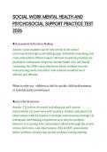 SOCIAL WORK MENTAL HEALTH AND &NewLine;PSYCHOSOCIAL SUPPORT PRACTICE TEST &NewLine;2026 