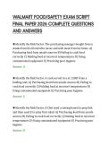 WALMART FOOD&sol;SAFETY EXAM SCRIPT&NewLine;FINAL PAPER 2026 COMPLETE QUESTIONS&NewLine;AND ANSWERS
