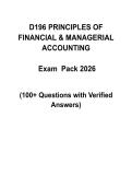 WGU D196 Principles of Financial and Managerial Accounting Test &vert; 100&plus; Questions with Verified Answers &vert; 2026