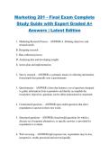 Marketing 201 - Final Exam Complete &NewLine;Study Guide with Expert Graded A&plus; &NewLine;Answers &vert; Latest Edition 
