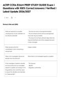 ACRP CCRA EXAM PREP STUDY GUIDE Exam &vert;&NewLine;Questions with 100&percnt; Correct Answers &vert; Verified &vert;&NewLine;Latest Update 2026&sol;2027