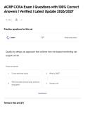 ACRP CCRA Exam &vert; Questions with 100&percnt; Correct&NewLine;Answers &vert; Verified &vert; Latest Update 2026&sol;2027