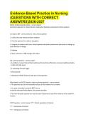 Evidence-Based Practice in Nursing &lpar;QUESTIONS WITH CORRECT ANSWERS&rpar;2025&period;
