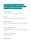STATE BOARD BARBERING CUTTING &NewLine;TECHNIQUES PRACTICE QUESTIONS AND &NewLine;ANSWERS FULL QUESTION BANK 