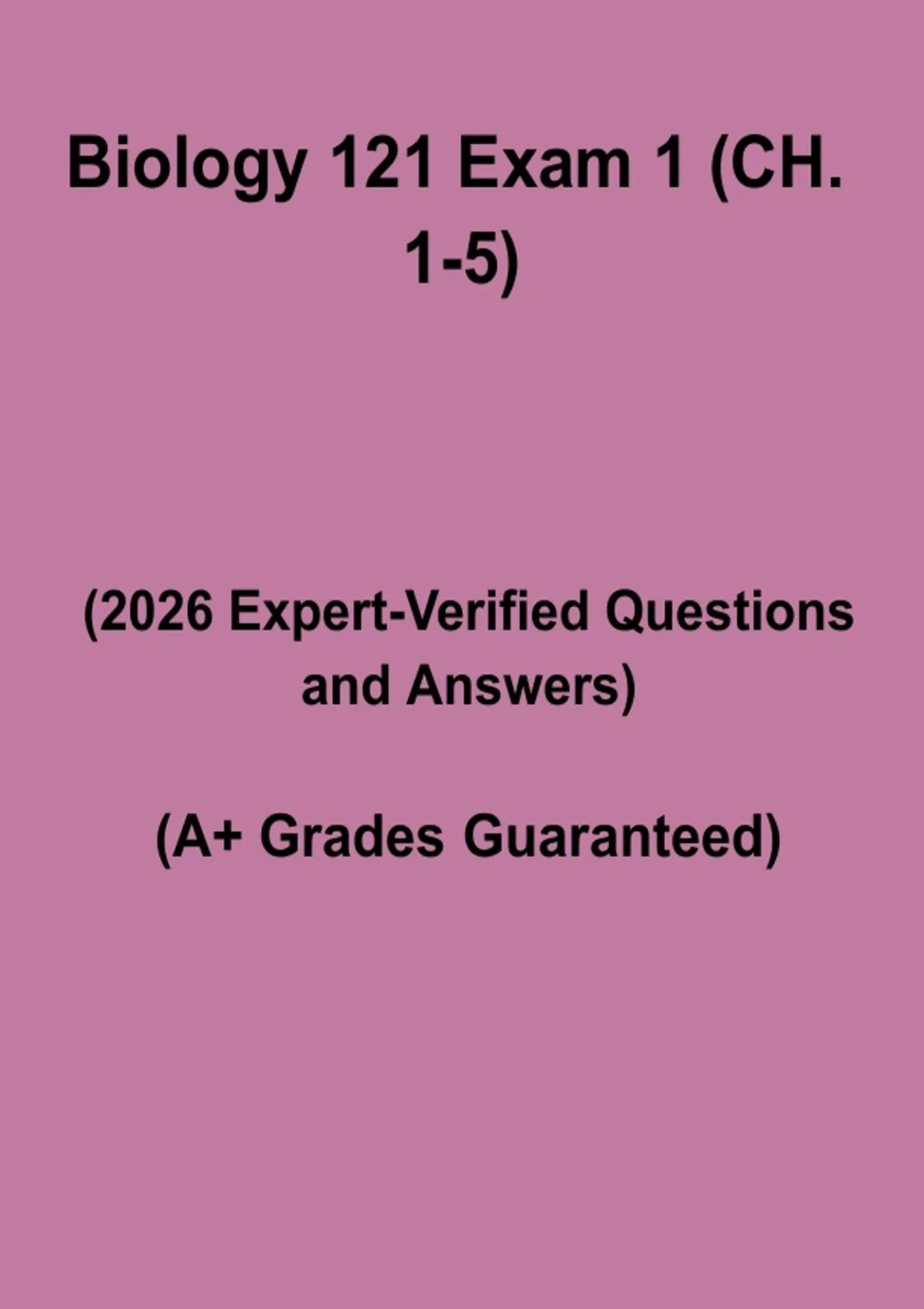 Biology 121 Exam 1 (Chapters 1–5) PDF – Study Guide, Practice Questions ...