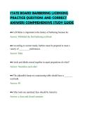 STATE BOARD BARBERING LICENSING &NewLine;PRACTICE QUESTIONS AND CORRECT &NewLine;ANSWERS COMPREHENSIVE STUDY GUIDE