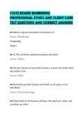 STATE BOARD BARBERING &NewLine;PROFESSIONAL ETHICS AND CLIENT CARE &NewLine;TEST QUESTIONS AND CORRECT ANSWERS 