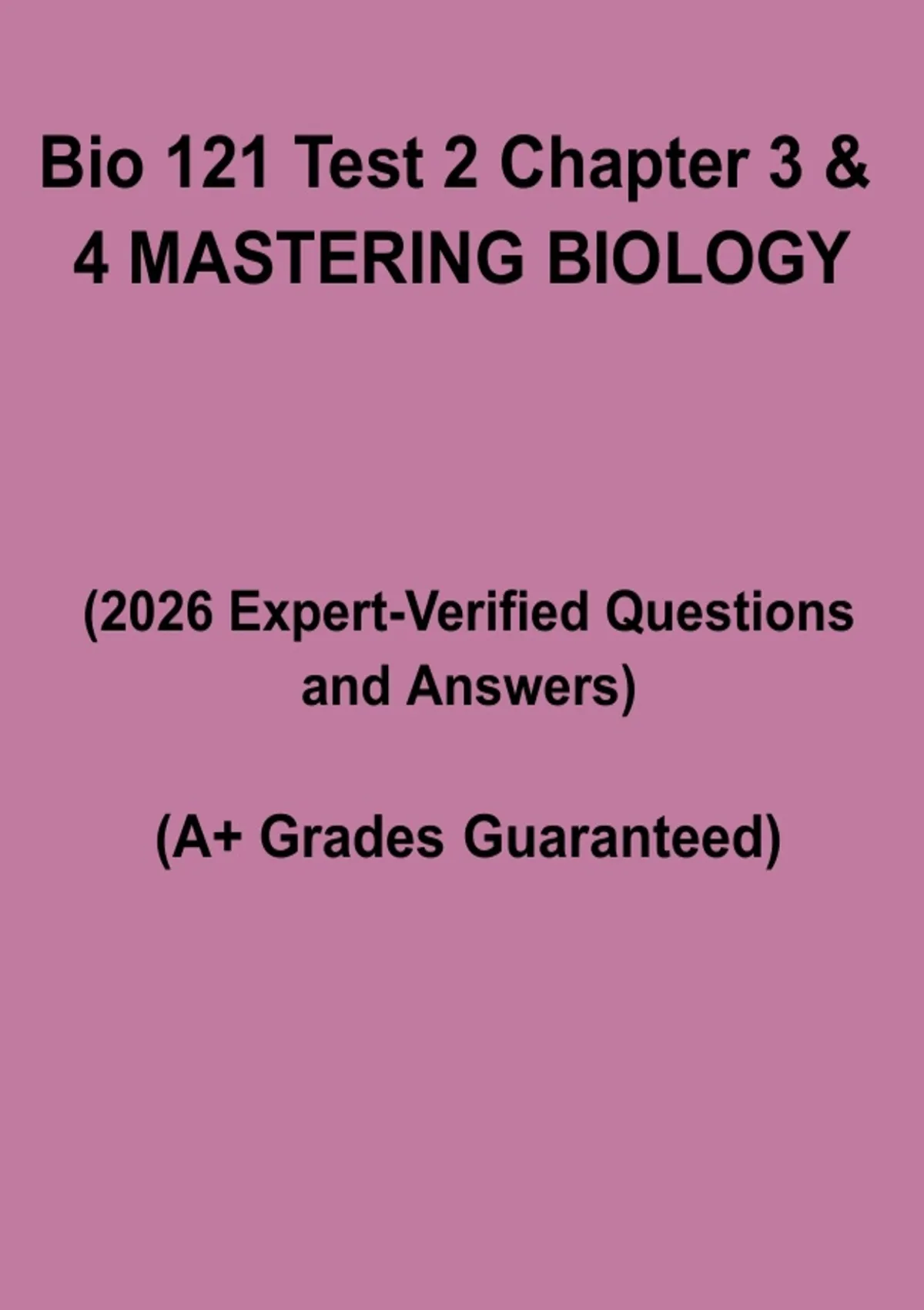 BIO 121 Test 2 Chapters 3 & 4 Mastering Biology PDF – Study Guide ...