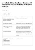 Air Methods Critical Care Exam &vert; Questions with&NewLine;100&percnt; Correct Answers &vert; Verified &vert; Latest Update&NewLine;2026&sol;2027