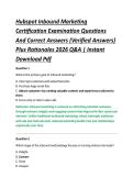 Hubspot Inbound Marketing &NewLine;Certification Examination Questions &NewLine;And Correct Answers &lpar;Verified Answers&rpar; &NewLine;Plus Rationales 2026 Q&A &vert; Instant &NewLine;Download Pdf 